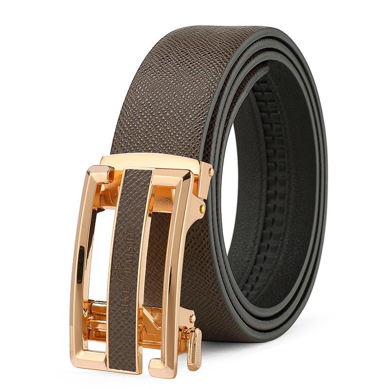 Men's New Genuine Leather Automatic Buckle Belt Fashionable and Trendy Cowhide Belt  Casual and Simple Versatile Belt for Middle Aged and Young People
