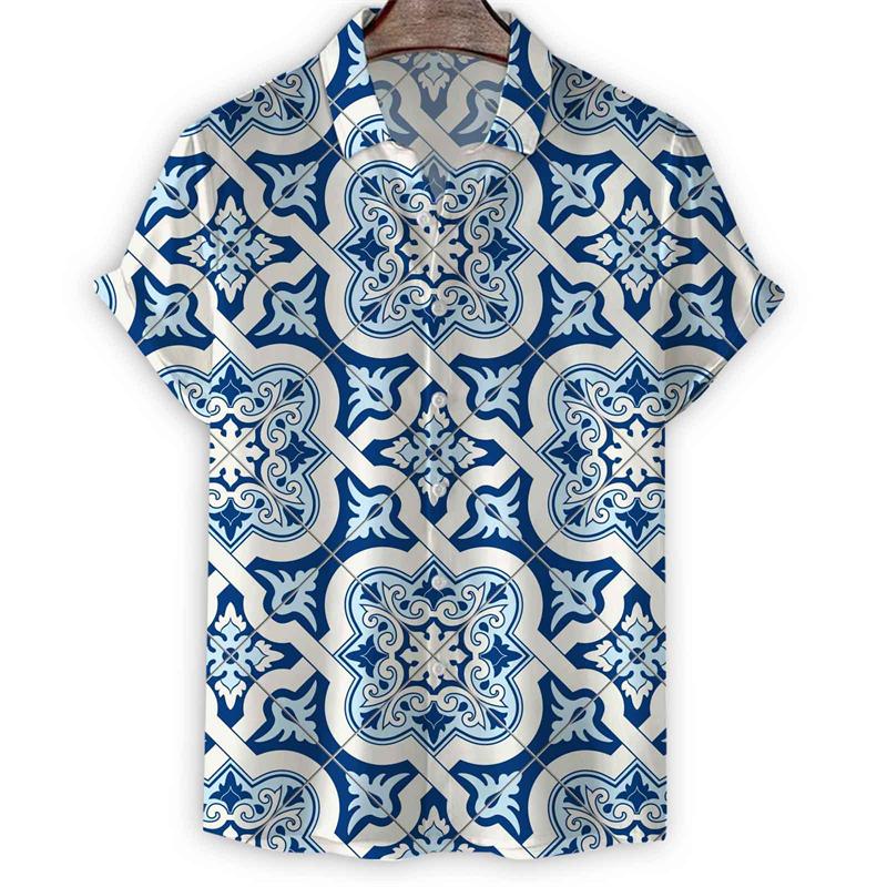 

Retro Floral 3d Print Hawaiian Shirt For Men Fashion Graphic Short Sleeve Button Shirts Tops Summer Casual Loose Blouse S