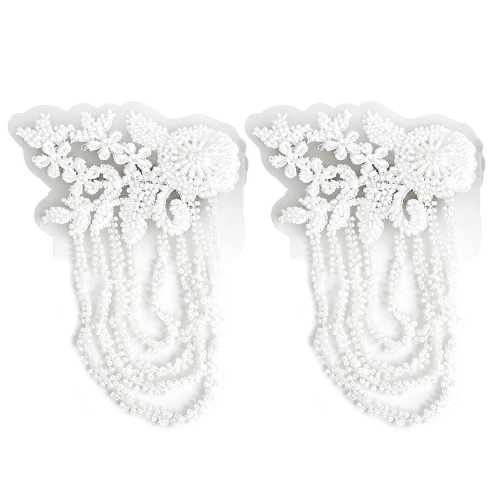 Pearl Embroidery Shoulder Ornaments Handmade Three-Dimensional Bead Embroidery Patch Sequince Beaded Diamond Binding Beads