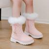 Children's boots, autumn and winter rabbit fur, girls' snow boots, middle-aged children's warm princess boots, midsole boots