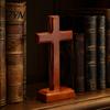 Baptism Confirmation Gift Solid Wood Stand Tabletop Ornament, Wooden Standing Christian Gifts, Classic Faith Decor Religious for Home Prayer