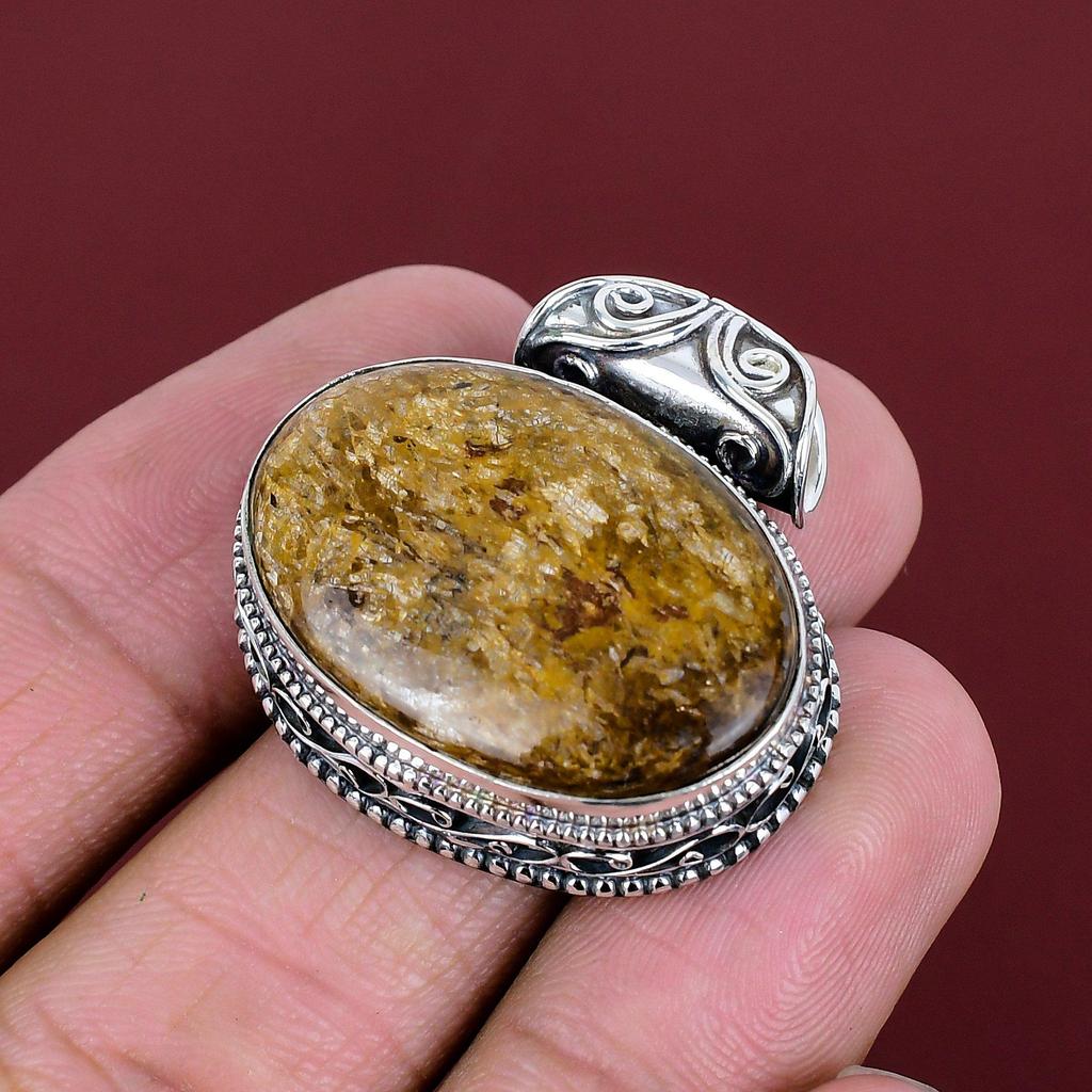 Bronzite Pendant Natural Gemstone Pendant Vintage Pendant Handmade Jewelry 925 Sterling Silver Pendant Birthstone Jewelry Engagement Gifts