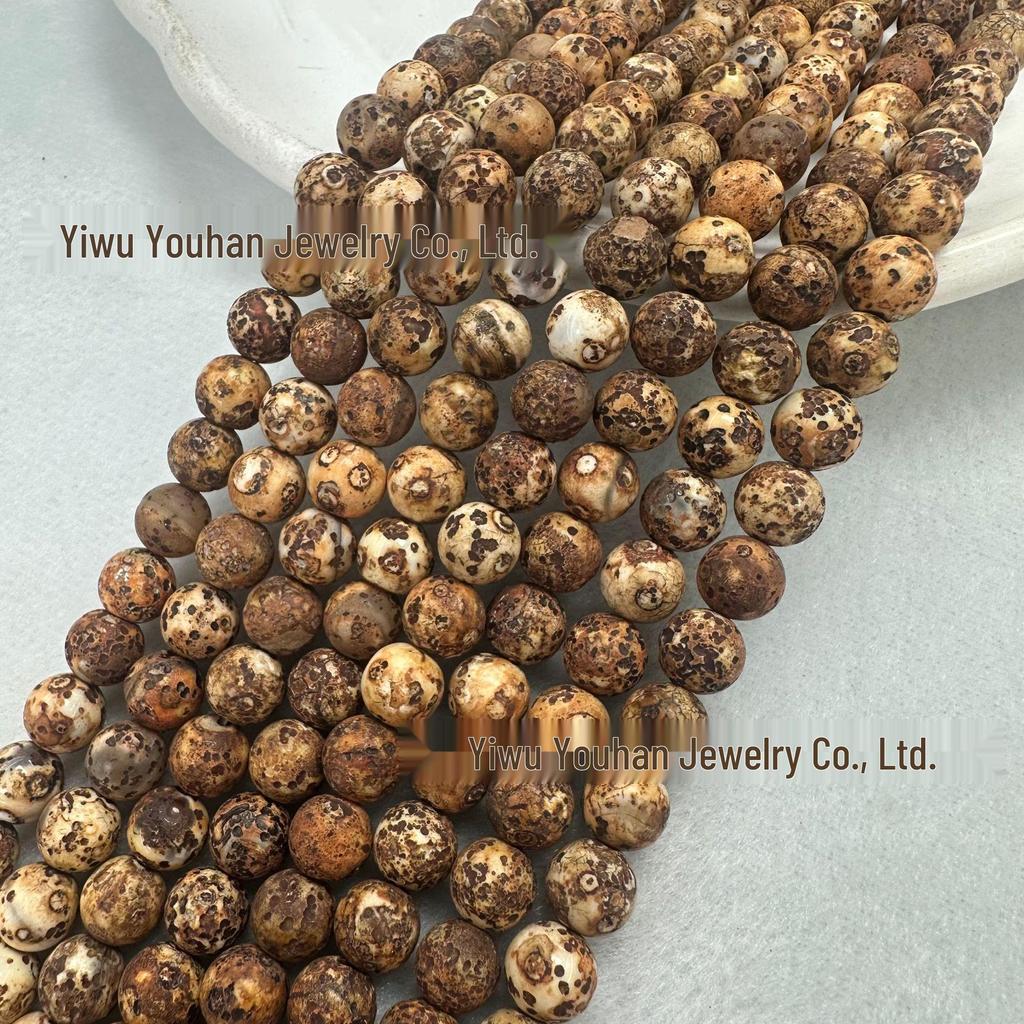 Retro Agate Round Bead String for DIY Bracelets and Necklaces