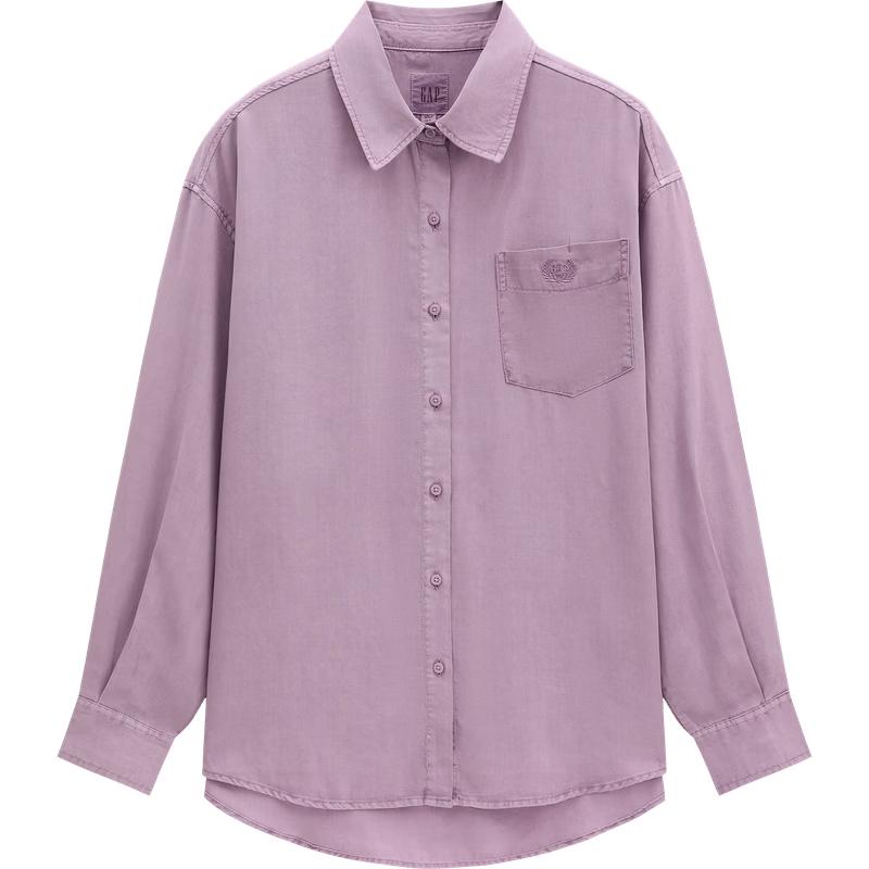 GAP Women s 2026 Spring Wheat Logo Lyocell Loose Long Sleeve Shirt 165/88A