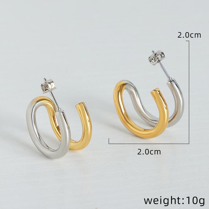 New Stainless Steel Simple Hoop Earrings for Women Copper Color Distort Earrings Personality Femme Popular Accessories