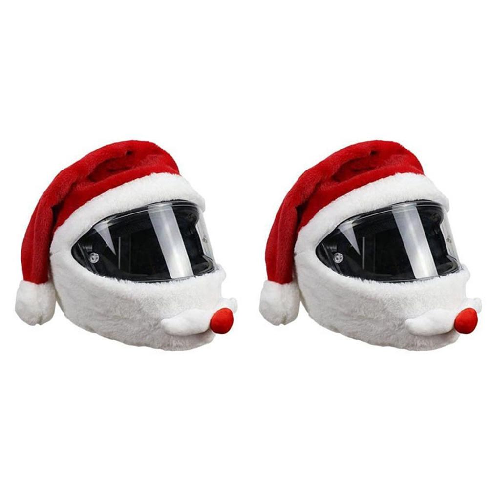 3-1Pc Cycling Helmet Christmas Motorcycle Helmet Cover Full Face Safe Hat Santa Claus Racing Cap Merry Christmas Decoration Gift