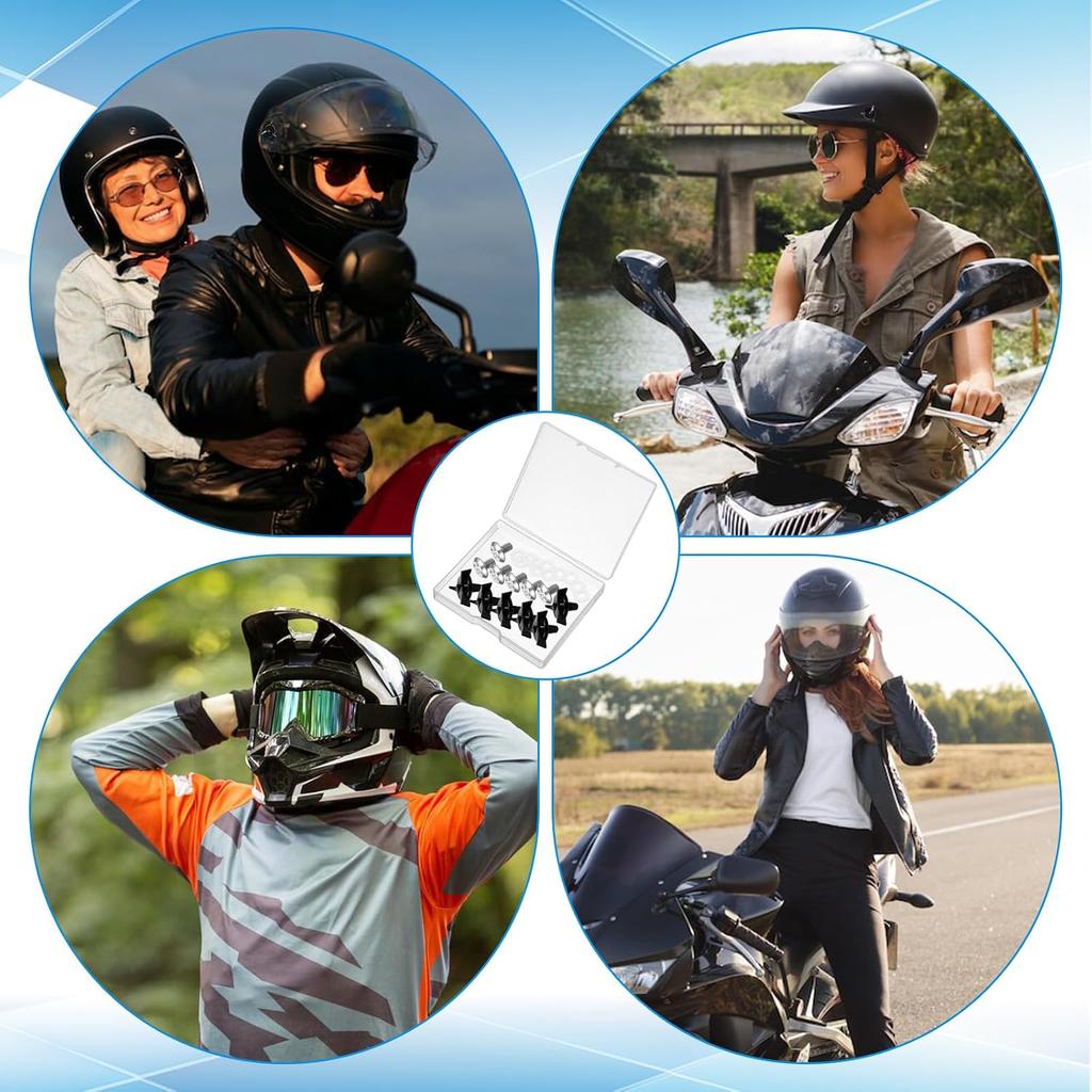 12 PEZZI Viti per Visiera Casco Moto, Viti per Visiera Casco con 12 PEZZI Rondelle in Gomma Set di Ricambio per Visiera Caschi Vite di Fissaggio Caschi Moto