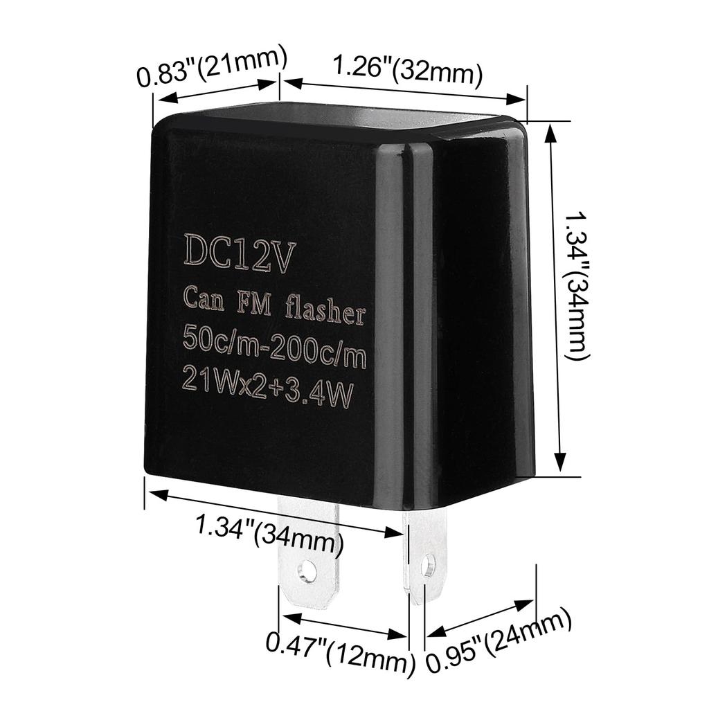 Weasch 2 Pack 12VDC Adjustable Prong Flasher Replacement Compatible LED Electronic Flasher Relay for