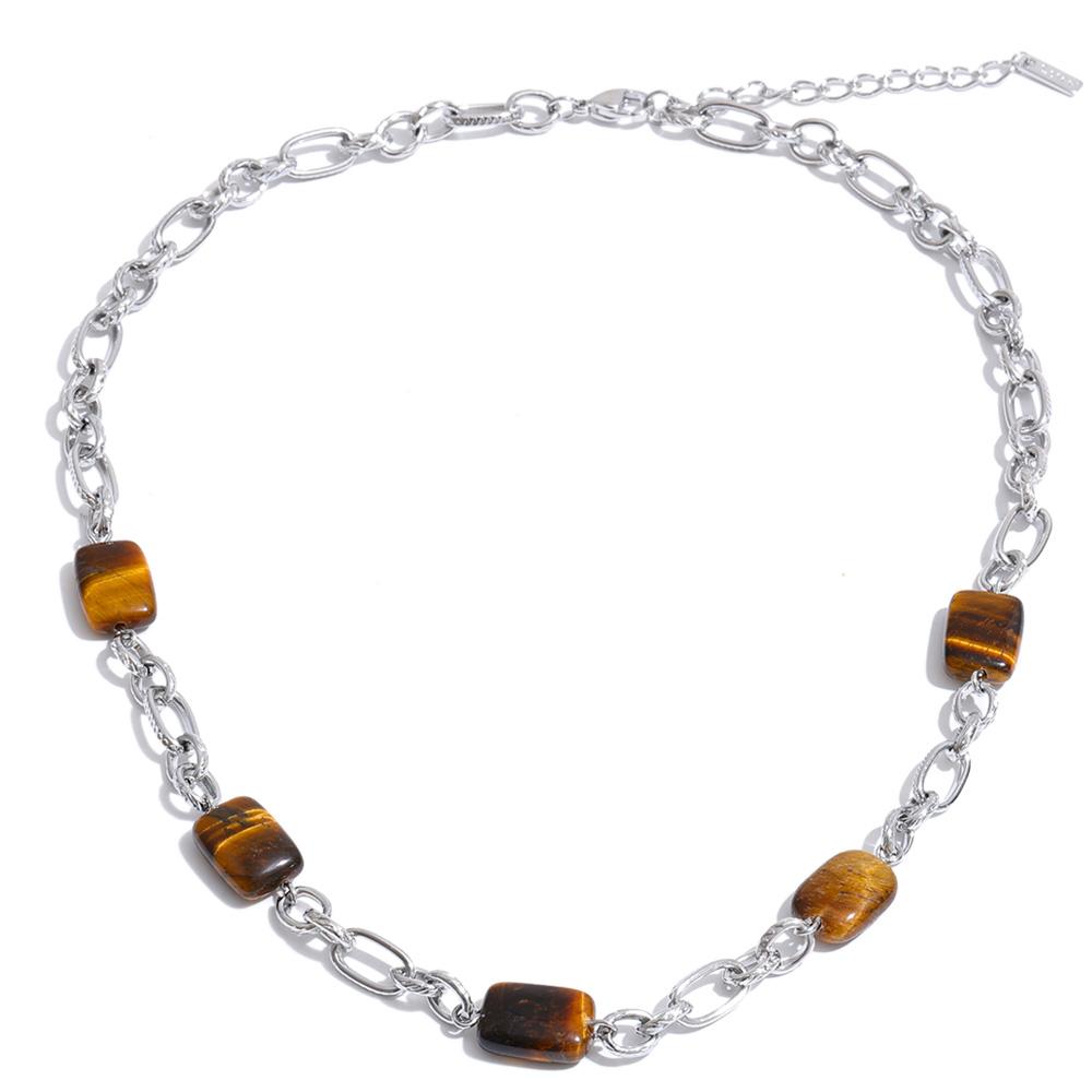 

Yhpup Stainless Steel Natural Tiger Stone Rectangle Chain Necklace Waterproof 2026 New Arrivals Fashion Quality Collar Jewelry