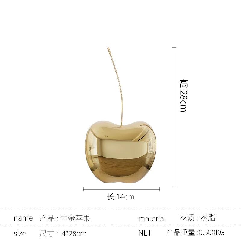 Creative Golden Cherry Simulated Fruit Sculpture Resin Handicrafts Golden Apple Decorative Figurines Home Decoration Accessories