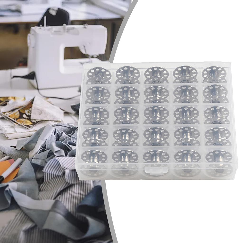 Multiple Color Threads 25X Plastic Bobbin Metal Sewing Spool Set Ideal for Embroidery and Sewing Machines DIY Sewing Projects