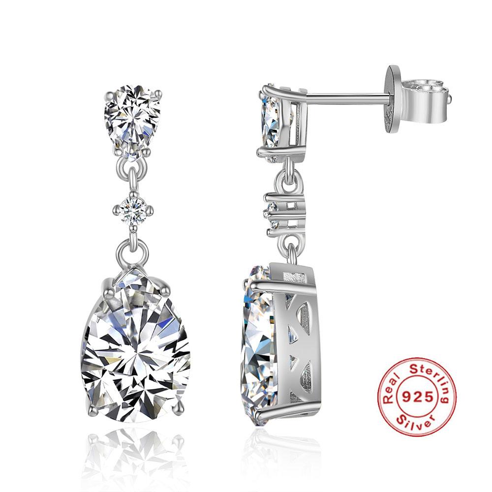 Lavixmia Italy 100 %Solid 925 Sterling Silver 10x14mm 8 .0ct Pear Cut Stud Earring Women Girl Luxury Teardrop Dangle Earrings Jew