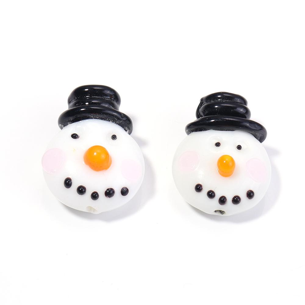 2pcs/lot Christmas Series Lampwork Beads Cute Santa Claus Snowman Xmas Tree Loose Glass Beads For DIY Jewelry Making Accessories