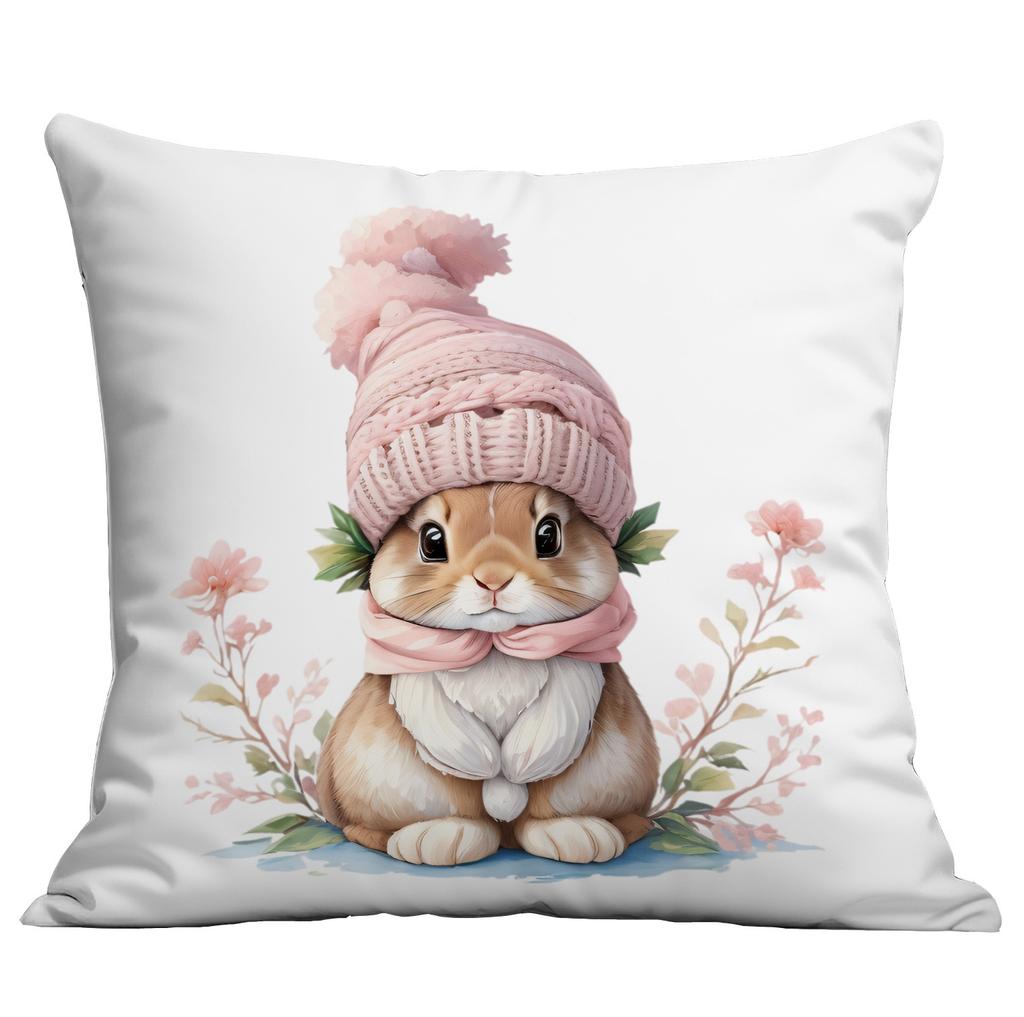 New Easter Pink Cute Rabbit Printed Pillow Cover Sofa Home Ornament Pillow Cover Premium Durable Quality Useful
