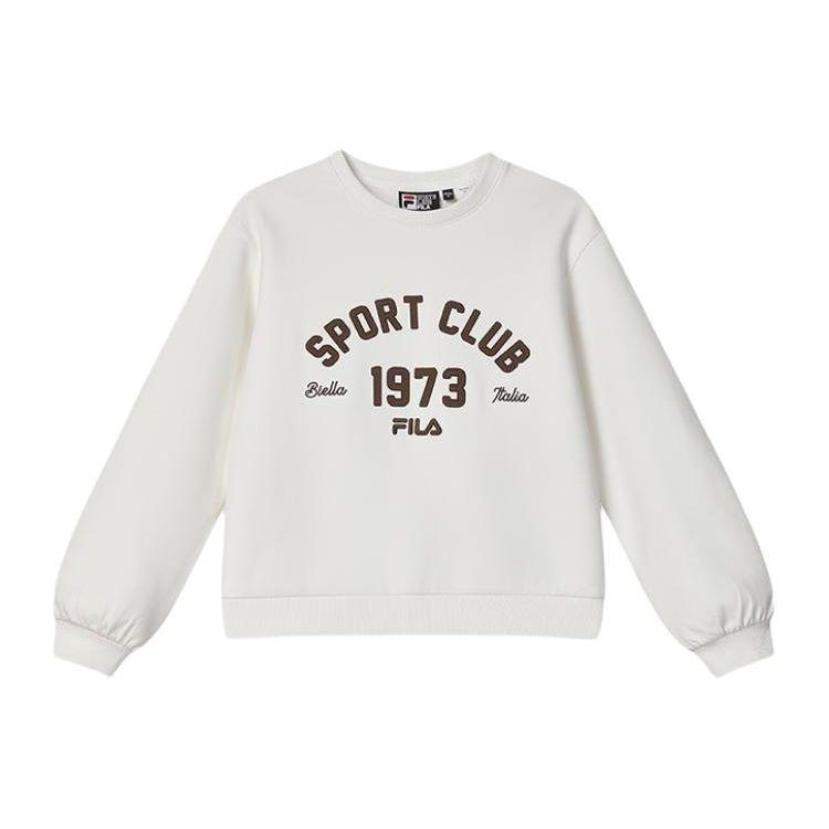 Fila Casual Comfortable Knitted Letter Pullover American Sweatshirt Women Sweatshirt Cloud-Mushroom-White F11W419202F-WT