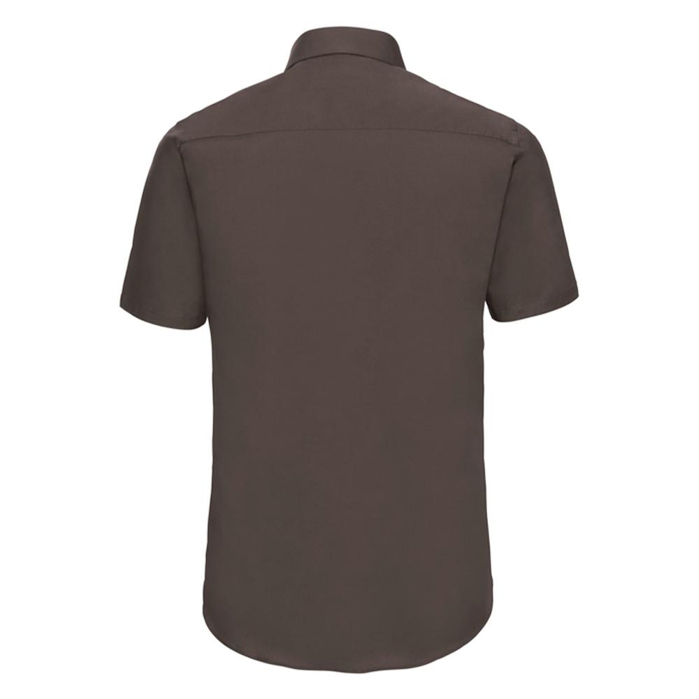 Russell Collection Mens Stretch Fitted Short-Sleeved Shirt
