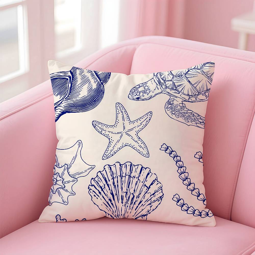 marine theme rudder anchor animals Pillow Case pattern printing pillowcase living room sofa cushion cover bedroom room decor