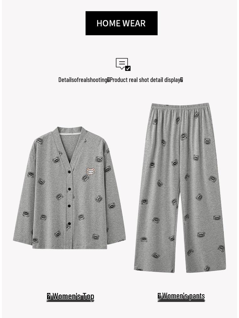 Women's Spring/Autumn Pure Cotton Floral Pajama Set - Long Sleeve, Casual, Home Wear, 2025 Edition