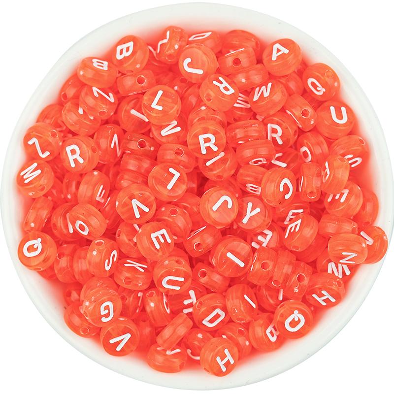 100Pcs Acrylic Letter Beads For Jewelry Making Clear Alphabet 7mm Flat Round Spacer Bead Diy Bracelets Necklace Accessories
