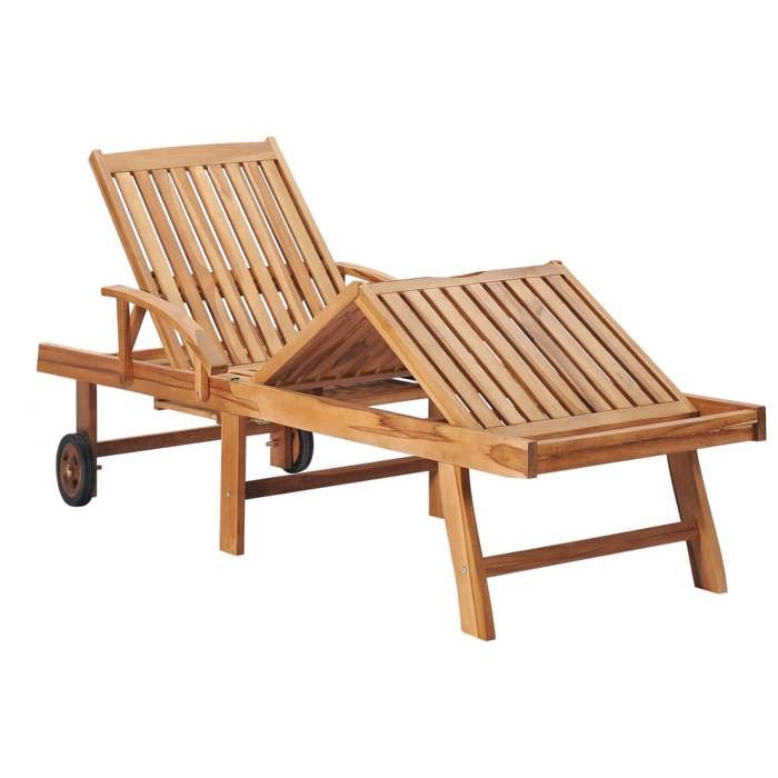 VidaXL Chaises longues 2 pcs avec coussin vert Bois de teck solide 3073191
