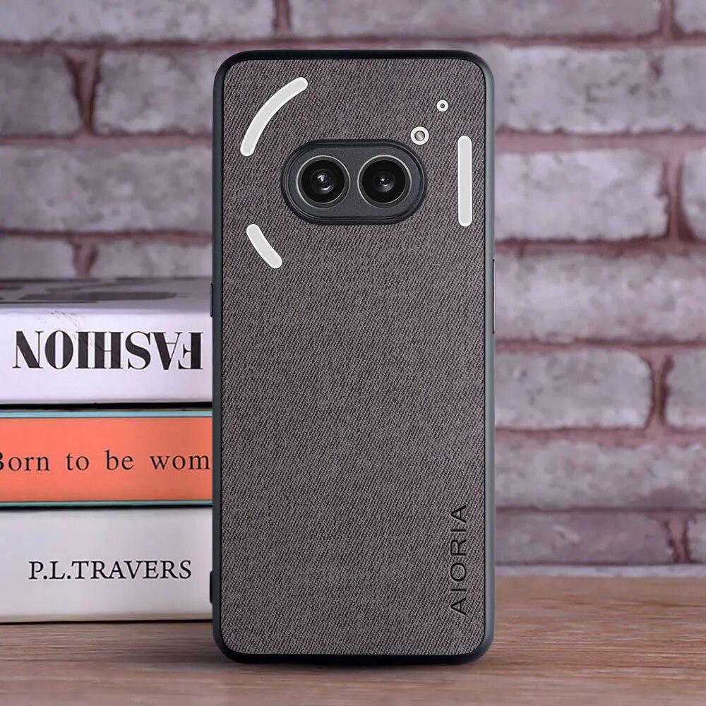 

Case for Nothing Phone 2A coque Luxury textile Leather skin soft TPU hard phone cover funda for nothing phone 2a case capa Nothing phone 2a темно-сірий