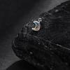 Men Moon Stud Earrings Rainbow Zirconia Crescent Moon Barbell Huggie Ear Piercing Jewelry