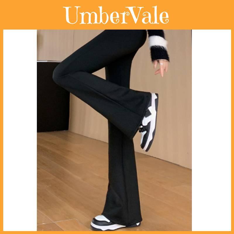 Pantaloni a zampa a vita alta per donna con poliestere ed elastan per abbigliamento casual