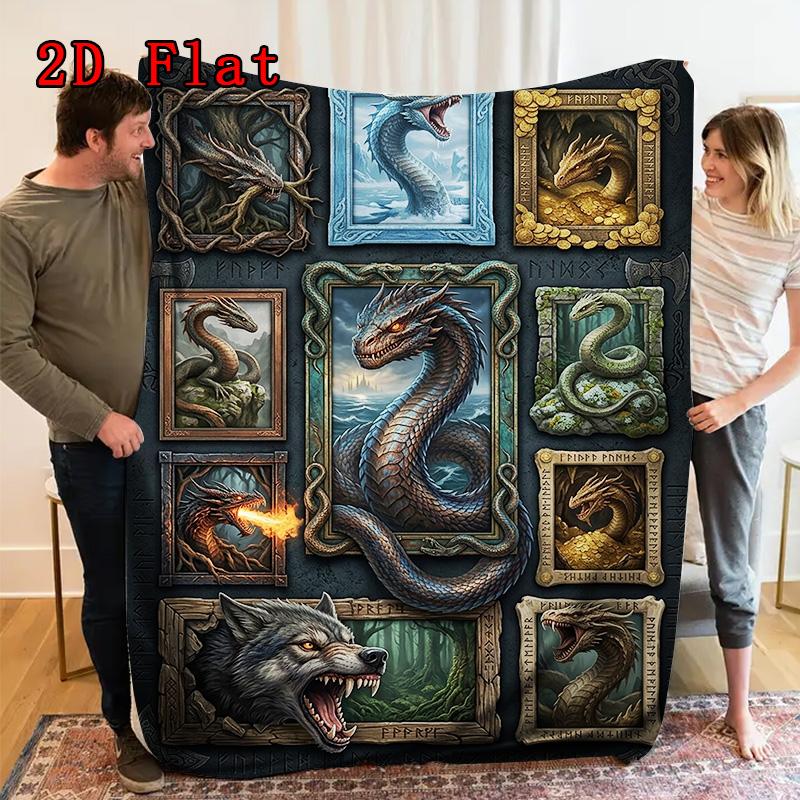 Mythical Creatures Gallery 2D Flat Pattern Flannel Blanket, High Quality All Seasons, Home Decor, Warmth and Comfort, Perfect for Christmas Gifts.