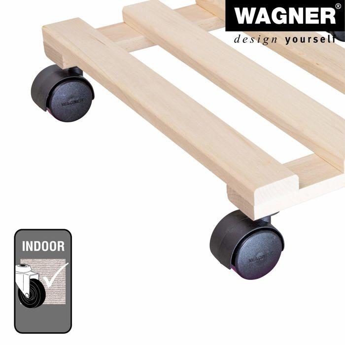 Chariot Pour Plantes - WAGNER - Hêtre Nature - 34x34 Cm - 100 Kg - 4 Roulettes Pivotantes