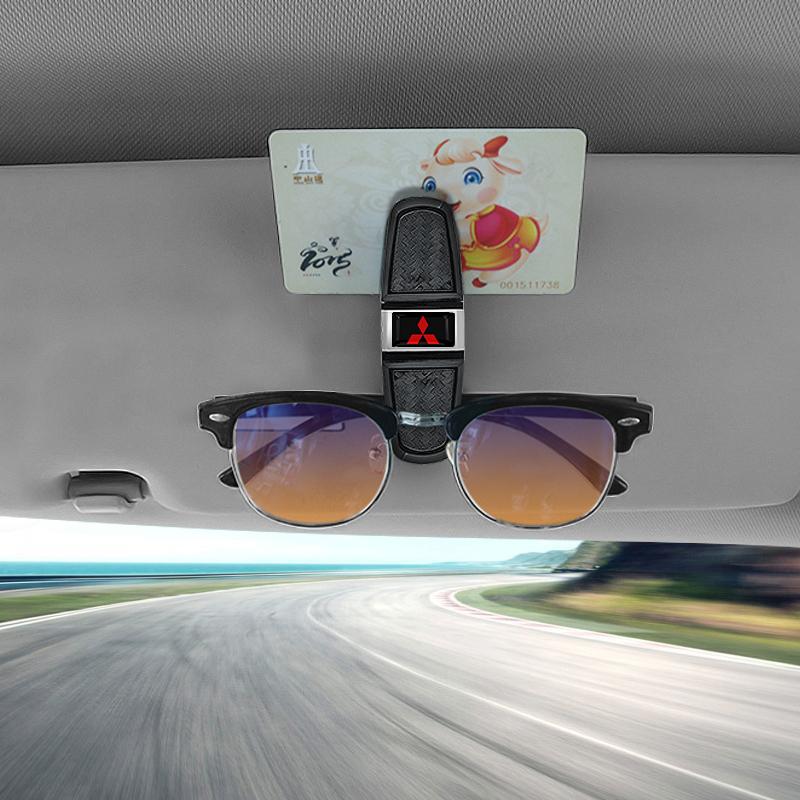 Car Sun Visor Glasses Box Universal Sunglasses Clip Card Ticket For Mitsubishi Lancer 9 Ex Evo ASX L200 Colt Pajero Sport