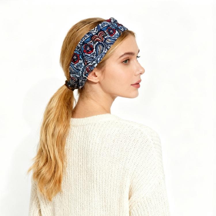 Sport Sweatband NonSlip Quick Drying Yoga HeadWrap Bohemian Print Wide Hairband For Men And Women Fitness Gym Activity