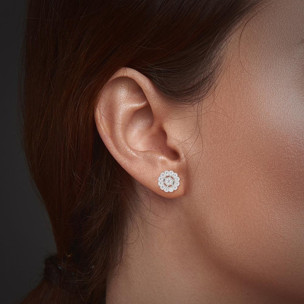 Hip Hop Moissanite 925 Sterling Silver Round Mens Stud Earrings Silver Jewelry