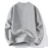 Herbst und Winter Verdickter Lockerer Warmer Halb-Reißverschluss Gestreifter Strickpullover Herren Warmes Unterhemd