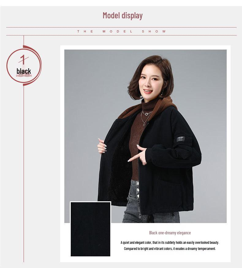 Women's Plus Size Fleece-Lined Jacket - 2024 Autumn/Winter Trend, Thick, Warm, and Stylish for Mature Fashion.