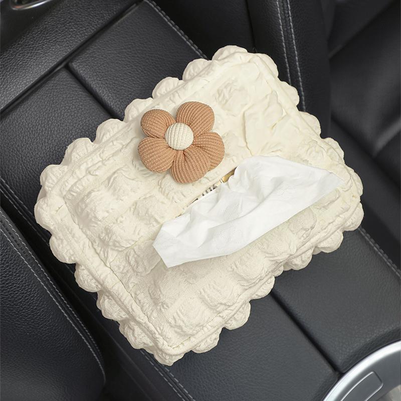 New Cute Cartoon Flowers Car Tissue Box Hanging Napkin Holder for Car Back Seat Headrest Armrest Paper Organizer Storage Bag