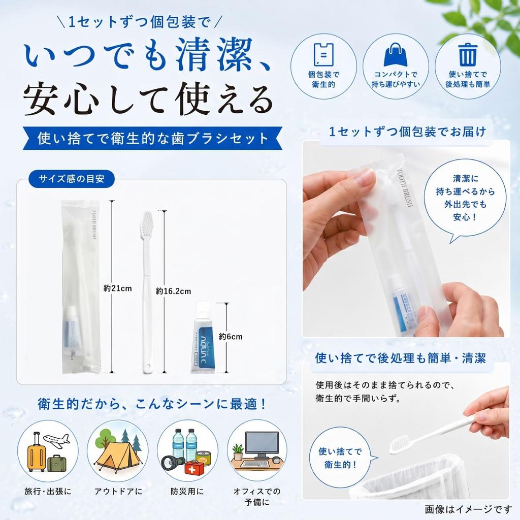 [200 Pieces] Toothbrush, 24-hole Tapered Type, with Toothpaste (3g)