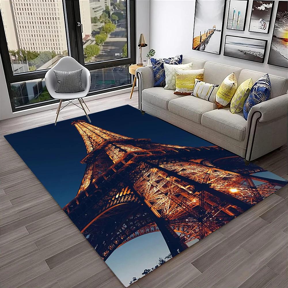 France Paris Eiffel Tower Retro Carpet Rug for Home Living Room Bedroom Sofa Doormat Decor,Kids Play Area Rug Non-slip Floor Mat