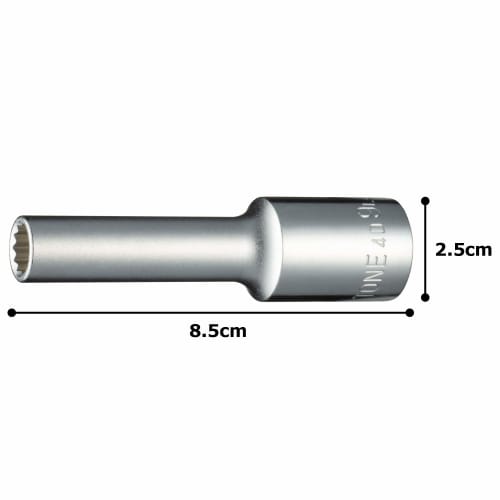 TONE Deep Socket (12 Square) HP4D-09L Drive Angle 12.7mm (1/2") Width across Flats 9mm