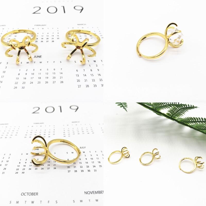 Set of 4 Elegant Blank Claw Rings Support  Adjustable Blank Claw Rings Base Setting Perfect Gift for Jewelry Enthusiasts