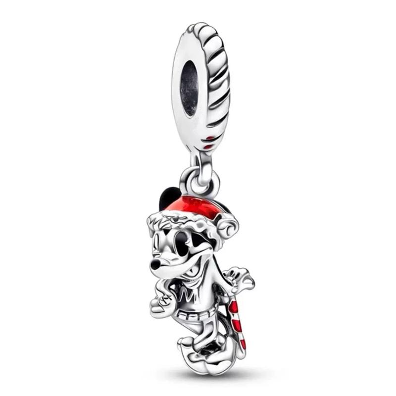 Disney Mickey Minnie Friends Dangle Charm Beads European Silver Bracelet Necklace DIY Jewelry Gift for Kids
