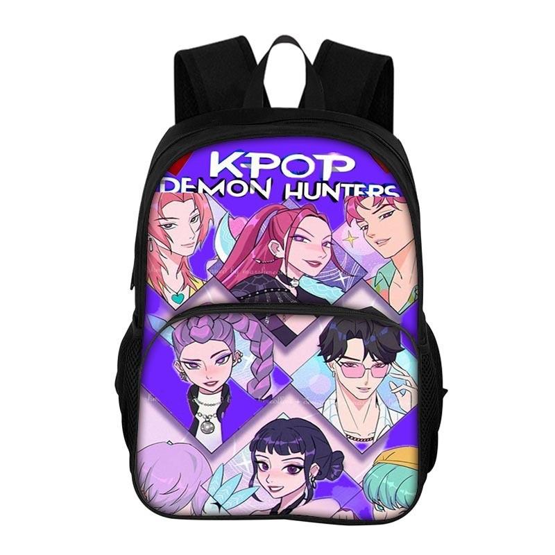 Kpop Demon Hunters Printed Oxford Backpack With Breathable Design For School Students