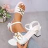 2025 Summer Korean Fashion Fish Mouth One Line Buckle High Heel Fashion Casual Large Metal Buckle Fairy Style Sandals Zapatillas