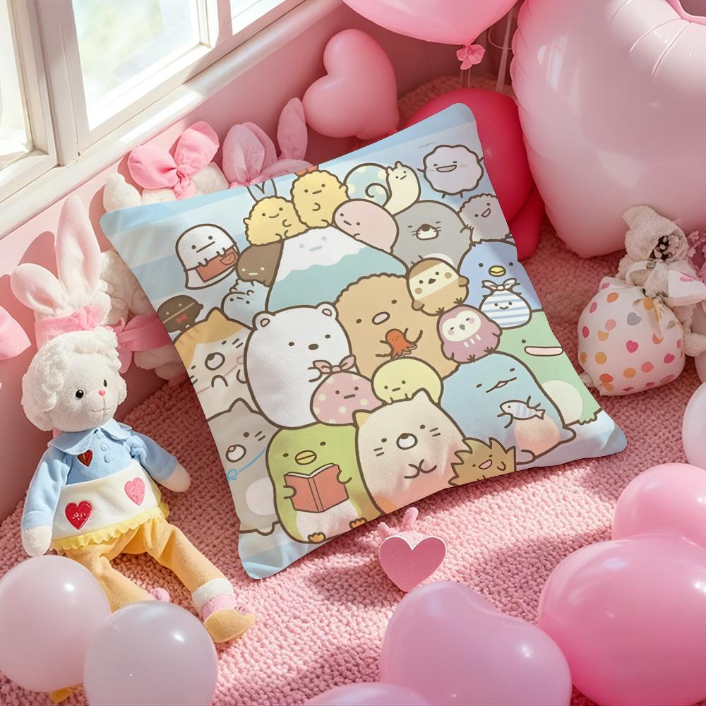 Cartoon S-Sumikko G-Gurashi Anime Kissenbezug Musterbedruckte Kissenhülle für Wohnzimmer Sofa Kissenbezug & Schlafzimmer Dekoration
