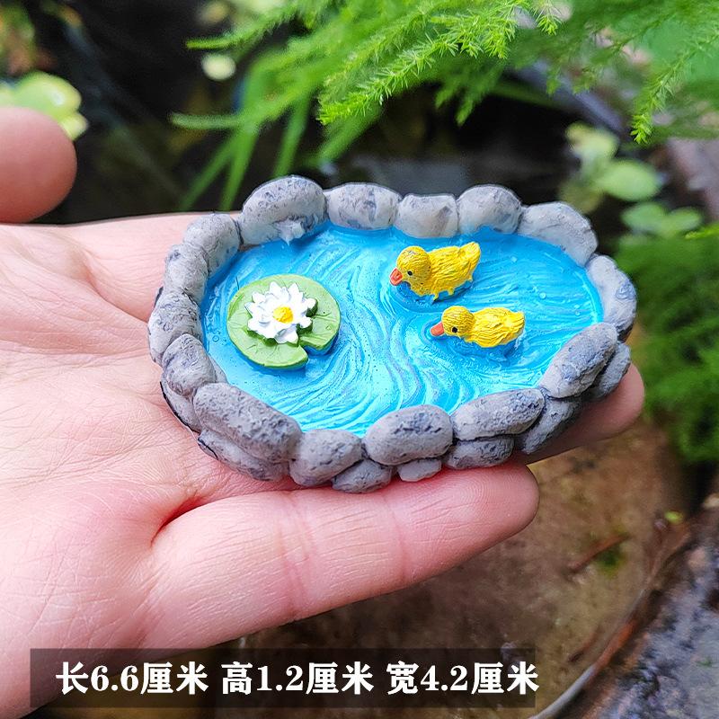 Mini Simulation Small Pool Lotus Pond Micro Landscape Ornaments Rockery Fish Tank DIY Sand Tray Potted Landscaping Decoration
