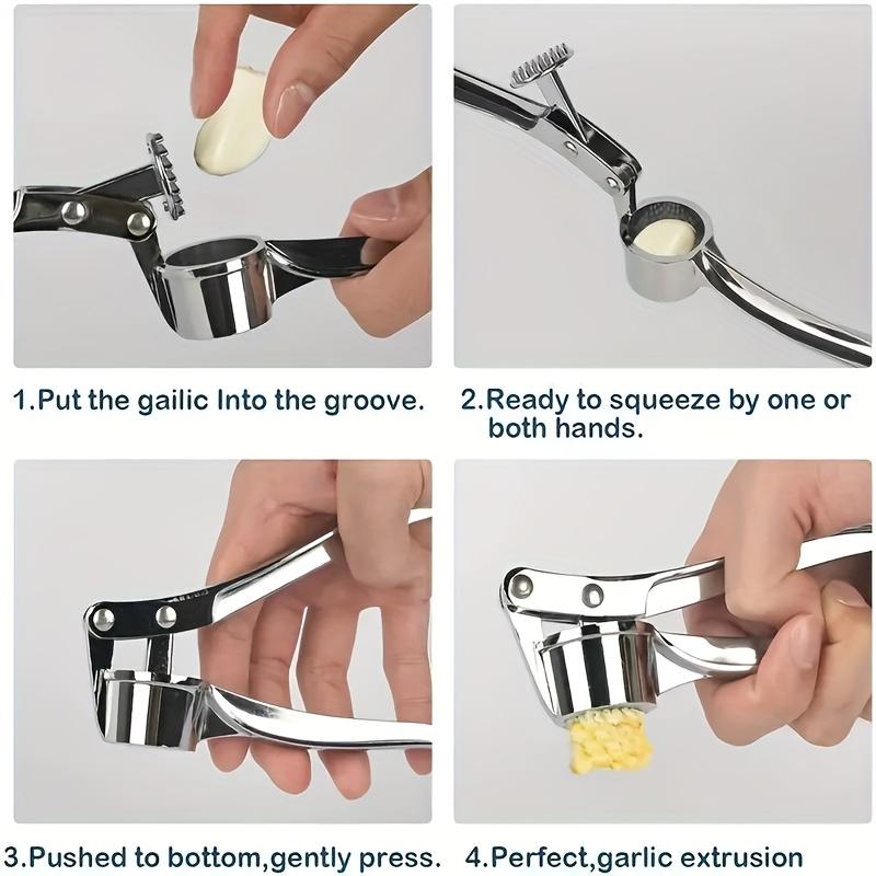 1 Stück Knoblauchpresse, Knoblauchhacker & Schäler aus Edelstahl, herausnehmbares Innenschalendesign für einfache Reinigung und Befüllung mit Knoblauch, Küchenzubehör
