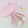 5pcs Cute Compact Makeup Brush Set With Case Premium Brush For Flawless Foundation, Blush, Eyeshadow Application Beauty Tools