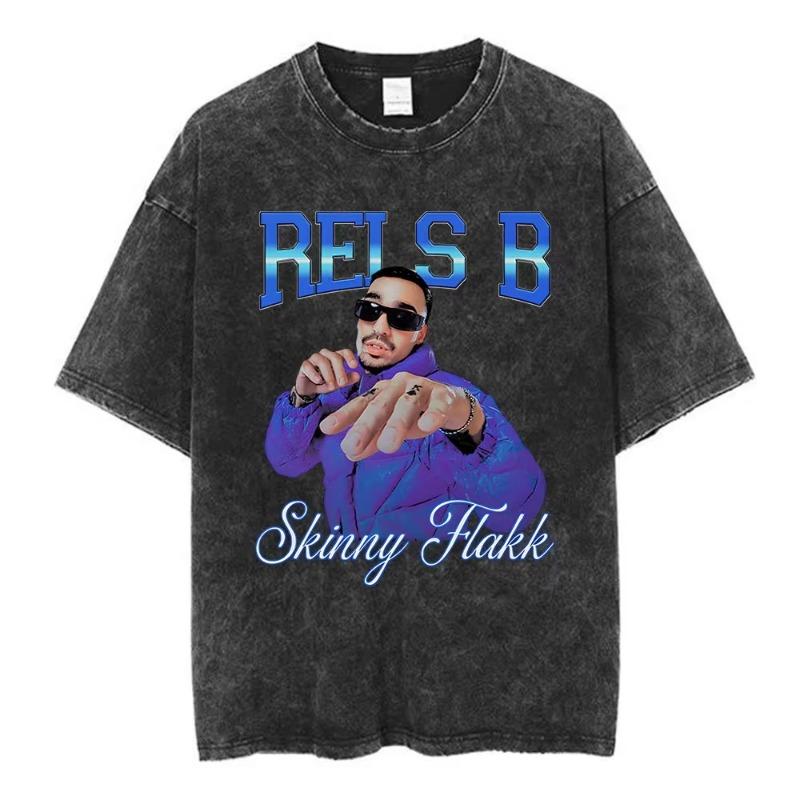 Washed Vintage Rels B Flakk Skiny Flakk Smile T-shirt Boys Don't Cry Letter Graphic T-shirts Men Women Casual Oversized T Shirts