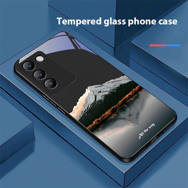 Dark Forest White For Y72 33S 11 03 36 96 Lite 35 16 Iqoo 12 V40 SE 5G 29 40 21 30 X80 Pro Vivo Tempered Glass Phone Case Black