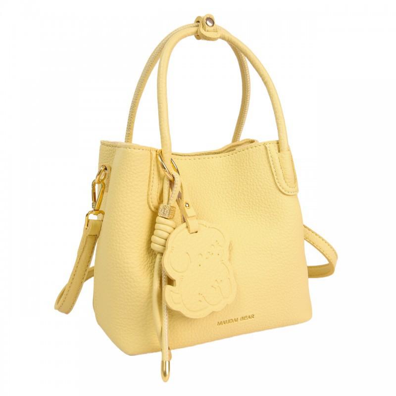 Korean Style Niche Casual Simple Lychee Pattern Portable Bucket Bag Temperament All-matching Work Commuter Mother Cross-body Women