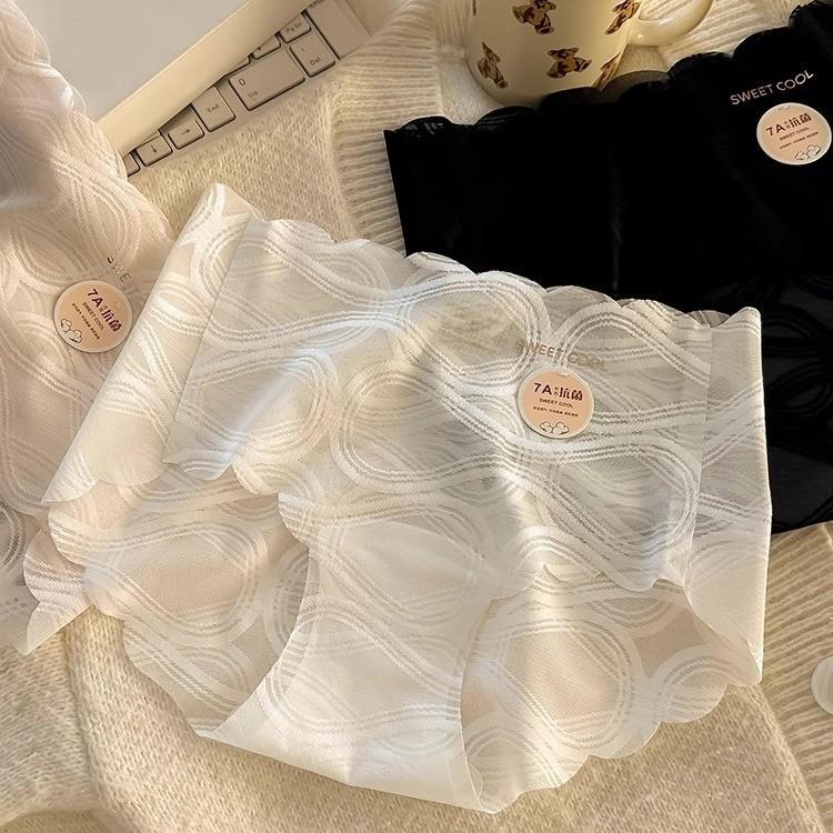 

Women s Ultra-thin Lace Seamless Sexy Panties Underwear Women s Extended Crotch Breathable Mid-waist Sexy Ladies Briefs Lingerie M чорний